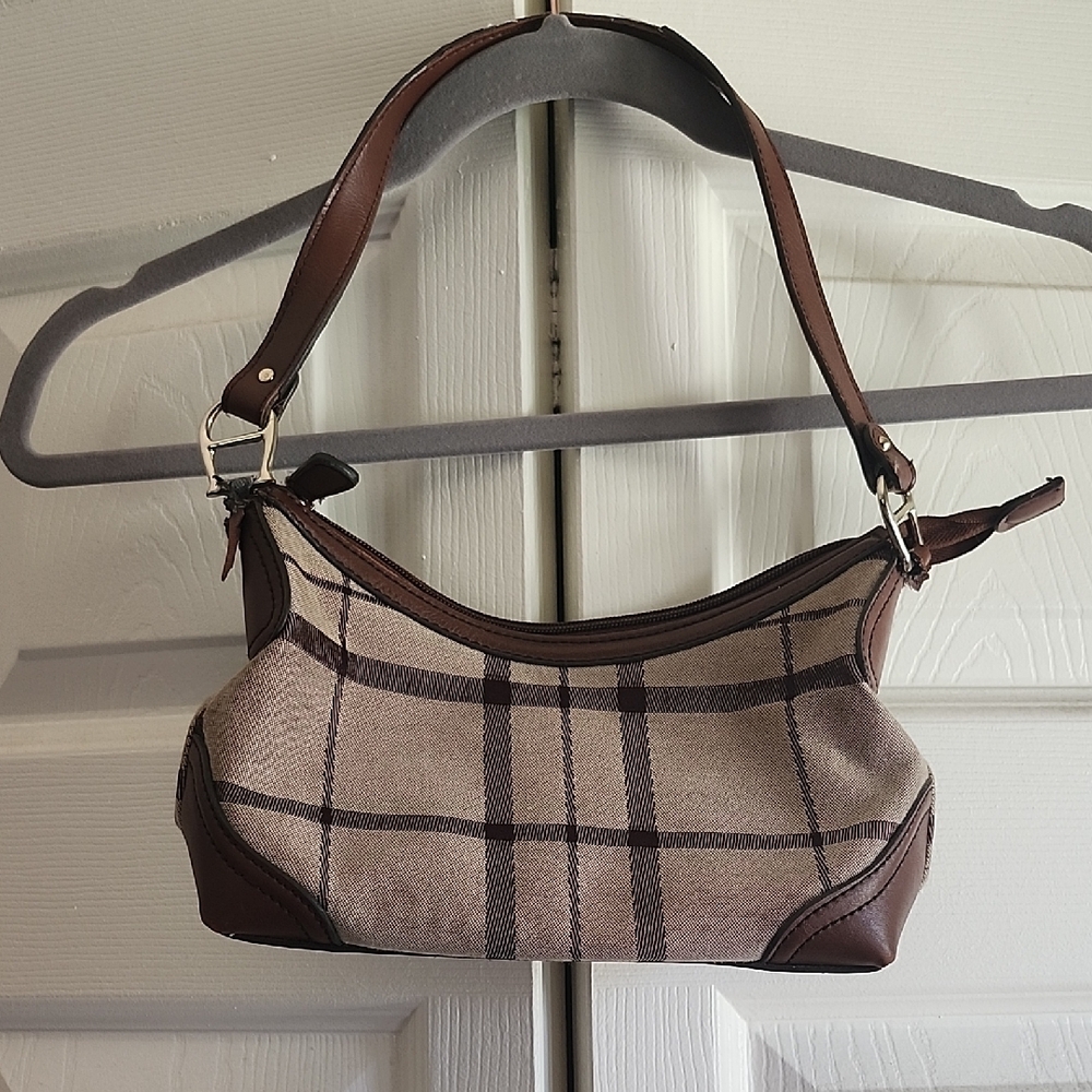 Etienne Aigner Brown Shoulder Bag with Leather Trim